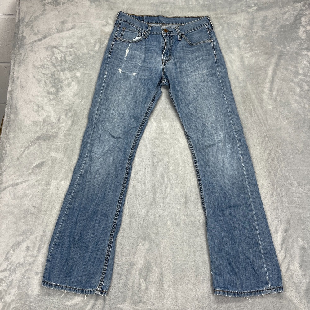 Levi's Jeans Mens 30x32 Blue Denim Whiskered 527 Slim Bootcut Leg Streetwear